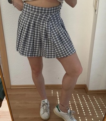 Bershka Rock Faltenrock TOp College Damen kariert XS 34 schick Minirock 