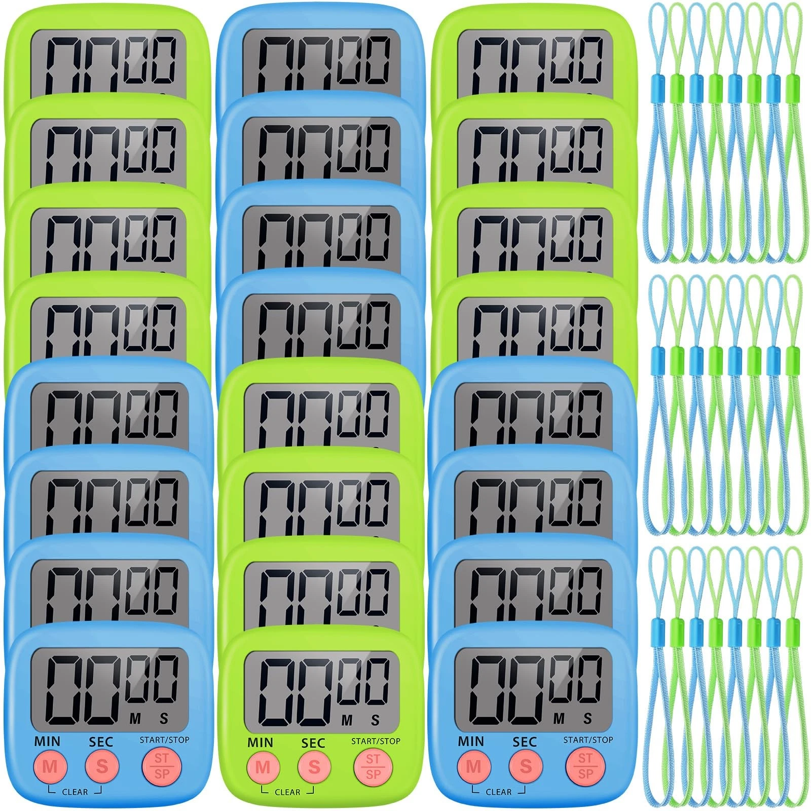 24 Pcs Small Digital Kitchen Timer Magnetic Back and Switch Minute Second Cou...