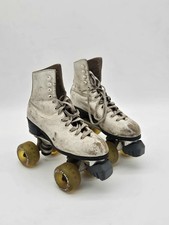 Vintage Sure-Grip Roller Skates White Leather Speed Skates USA Pair