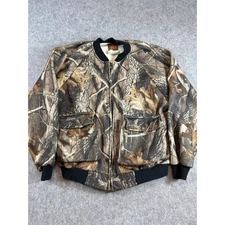 Vintage 90s ACE Outdoor Outfitter Realtree Camo Bomber Jacket Mens Large Brown