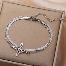 18kGold Silver Witch’s Knot Double Chain Bracelet Wiccan Women Jewellery