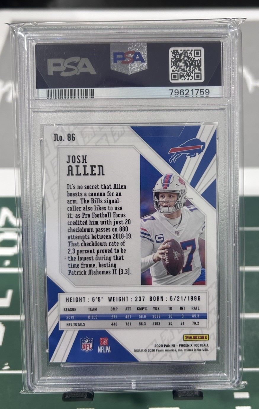 2020 Phoenix - Josh Allen #86 Fire Burst, Gem Mint PSA 10, Bills view 2