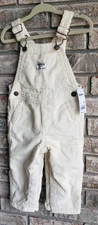 OshKosh Corduroy Lined Overalls Vestbak 12 Months NEW Off White