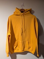 Vintage 70s Russell Athletic Hoodie Sweatshirt Blank Yellow Gold Mustard USA XL