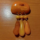 NATURAL OLD ANTIQUE BALTIC AMBER STONE Brooch 13.6 gr