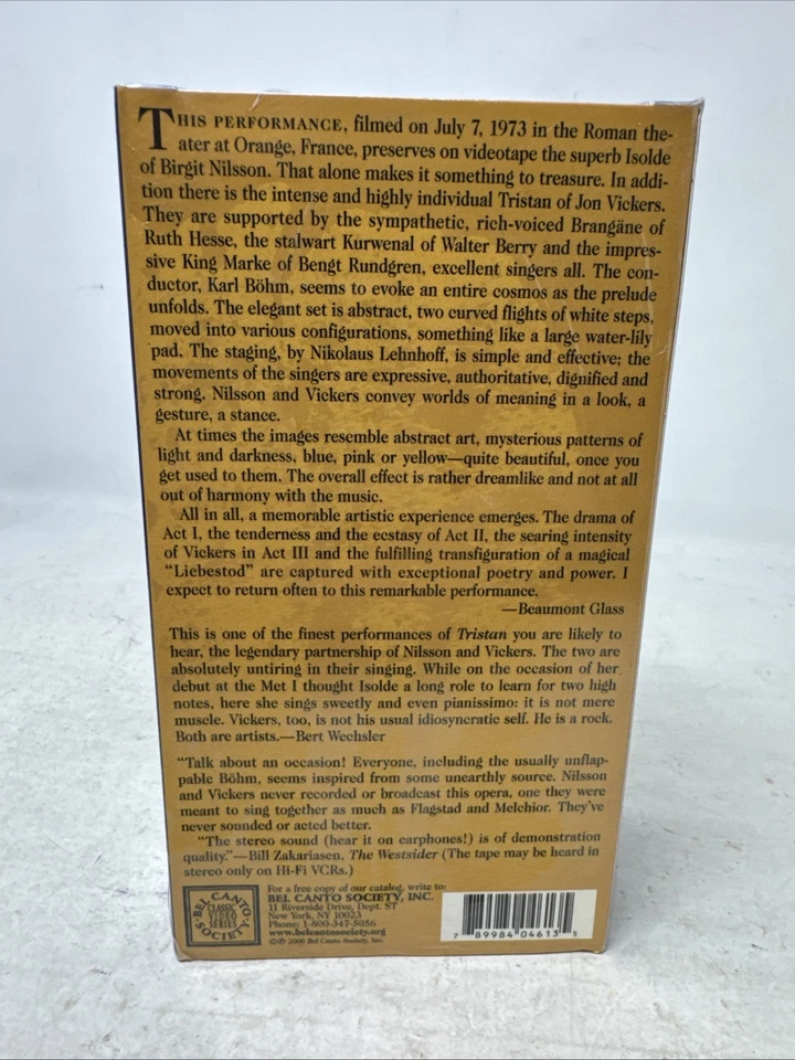 Rare Richard Wagner Tristan und Isolde VHS Set – Nilsson, Vickers, Böhm-New-112 - Image 3 of 4