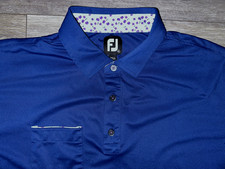 FootJoy Polo Shirt Mens XL Blue Floral Print Golf Performance Stretch