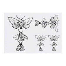 4 x 'Moth Motif' Temporary Tattoos / Transfers TO00007532