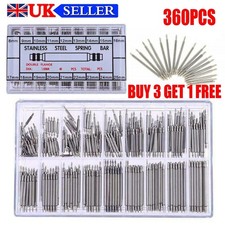 360pcs Watch PINS SPRING BARS Band Strap Link 8-25mm Repair Kit Stainless Steel