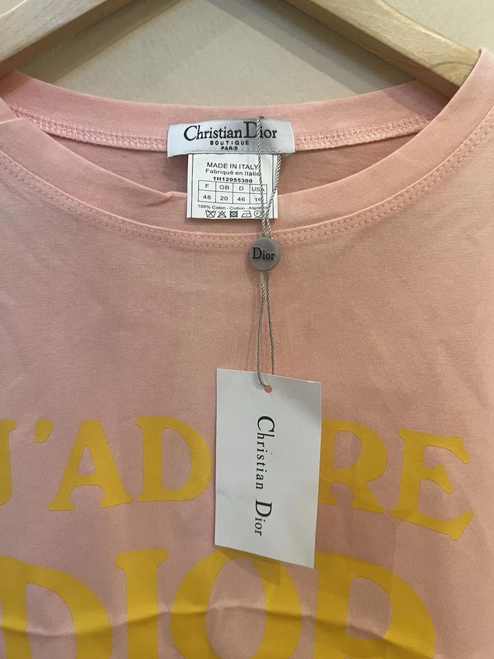 Camiseta J'ADORE Dior Logo Talla EU 38-40 Rosa/Amarillo Talla LG/XL Foto 2 de 3