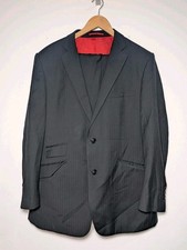 MOSS1851 100% Wool Black Pinstripe Two Piece Suit 44R Tailored Fit Formal