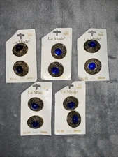 La Mode Royal Blue Gold Shank Button’s  Size 1” Style #38434