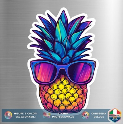 Ananas Pineapple Sticker Bunt   Vinyl Aufkleber Auto Motorrad Helm Laptop Fun