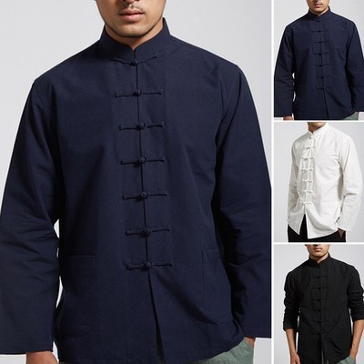 Mens Jacket Clothing Traditional Chinese Tang Suit Coat Kung Fu Tai Chi Tops