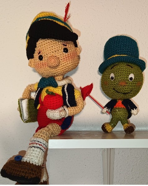 Set Pinocho y Pepito Grillo Amigurumi Hechos a Mano - Muñecos de Crochet