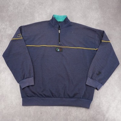 Vintage His Exclusive Navy Blue Half Zip Sweatshirt Pullover Mens One Size