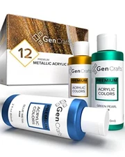 Metallic Acrylic Pouring Paint Set of 12 Metallic Colors - Pre-Mixed High Flo...