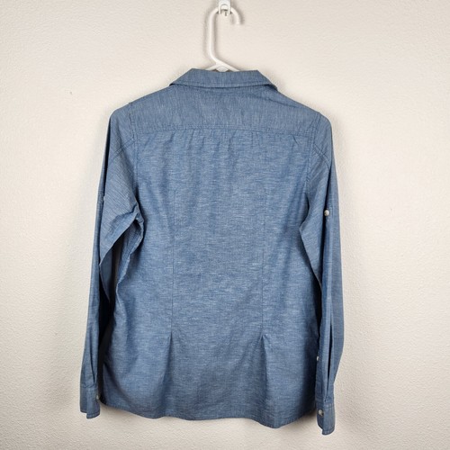 LLBean Signature Blue Chambray Denim Button Up Long Sleeve Shirt Womens XS-Reg - Picture 6 of 6