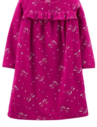 NWT 12 14 carters unicorns long nightgown pajamas horses christmas winter fleece