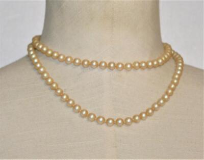 Vintage Signiert Von Miriam Haskell Falsche Perlen Knoten 30'' Halskette Goldtone