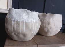 New Pot Planter Rustic Handmade Round Textured Ceramic Vase