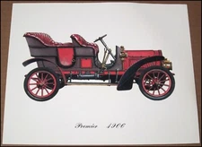 Late 1950s Original Print 1906 Premier Automobile 7.5"x9.25" Vintage Antique Car
