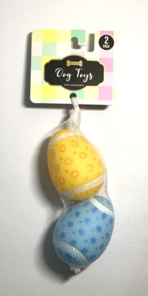 2 Pk Egg Shaped W/ Squeakers Easter Theme New