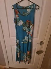 Floral Blue lace side super soft slinky high low diphem dress small / Medium