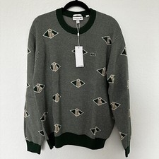 Lacoste Classic Monogram Cotton-Blend Sweater Unisex Size L New