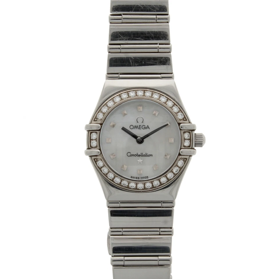 Omega Constellation Mini Steel Ladies Diamond Set Mother of Pearl Dial 14657100