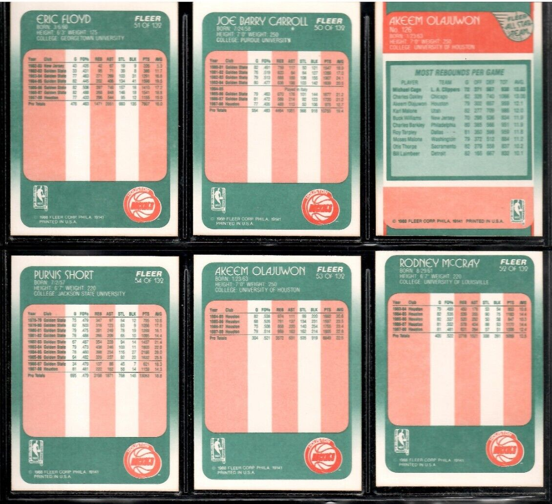 198889 Fleer 6card Houston Rockets Basketball Team Set eBay