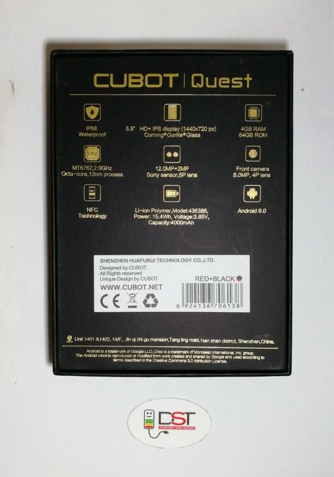 SCATOLA Originale Cubot Quest Red/Black - Immagine 2 di 3