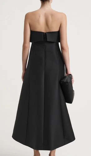 Toteme Wool Blended A-line Dress Strapless Sleeveless Midi Dress for Women - Picture 5 of 15