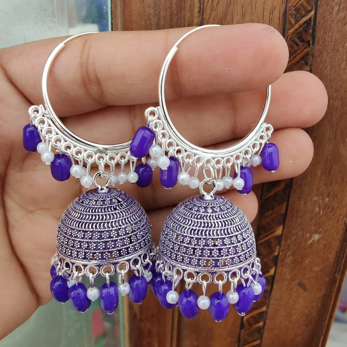 Jhumka in silver colour sale