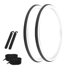 PRO Bicycle 26" x 1-3/8" Black/White AL-7032 2 Bicycle 26" Tires,Tube,Levers