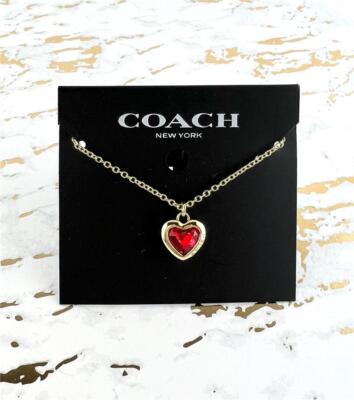 New Coach Red Heart Pendant Gold Necklace | eBay