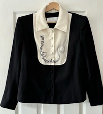 Catherine Walker 80’s Black Cream Embroidered Music Blazer Jacket 44 Chest Diana