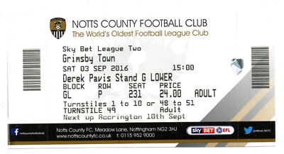 Ticket ENG Notts County - Grimsby Town 03.09.2016