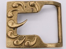 Solid Brass Hippie 1970s Swirl Paisley Vintage Belt Buckle