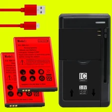 2x 1250mAh Li-ion Battery Portable Charger Cable for Nokia 225 4G TA-1282 Phones