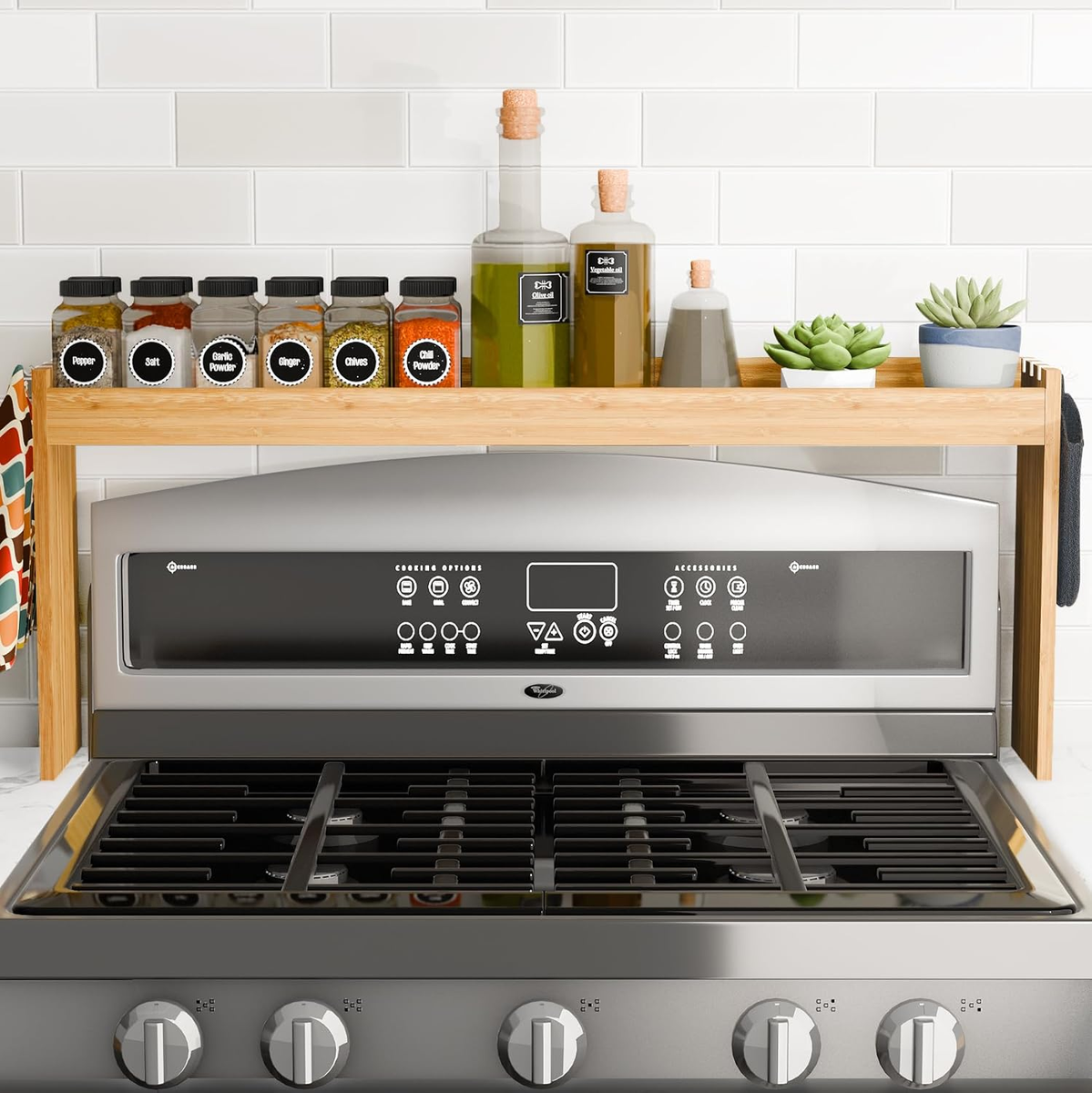 Edgecrest Bamboo over the Stove or Sink Modern Spice Shelf, No