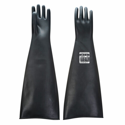 Gant en caoutchouc latex lourd Portwest A802 A803 gantant noir ciment chimique - Photo 6 sur 7