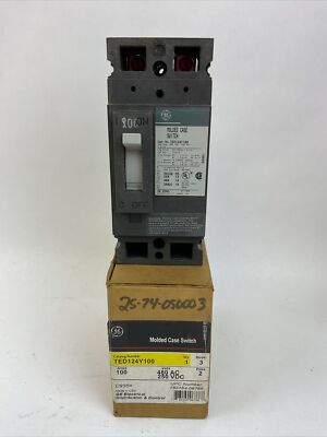 GE TED124Y100 MOLDED CASE SWITCH 2POLE 100AMP 480VAC 250VDC MODEL 3