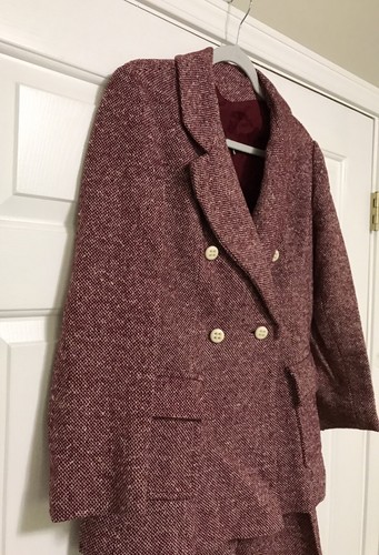 Vtg 70’s Maroon Tweed Pant Suit by Orlando Piluso for Boutique West - Size 12 - Picture 10 of 24