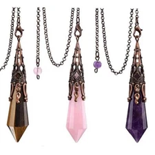 Natural Crystal Quartz 12 Face Stone Pendulum Pendant Reiki Healing Divination