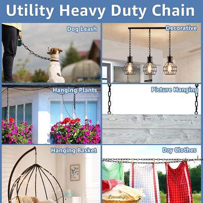 AKOLAFE 1.3 Ft Long Black Chain Link 1/4" Heavy Duty Chain Bulk - View #4