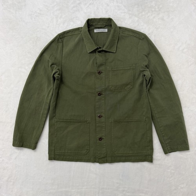 #ad Outerknown Evolution Jacket Mens Small Green Organic Cotton Canvas Chore Utility $50.00