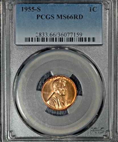 1955-S Lincoln Cent, PCGS MS66 Red, Nice