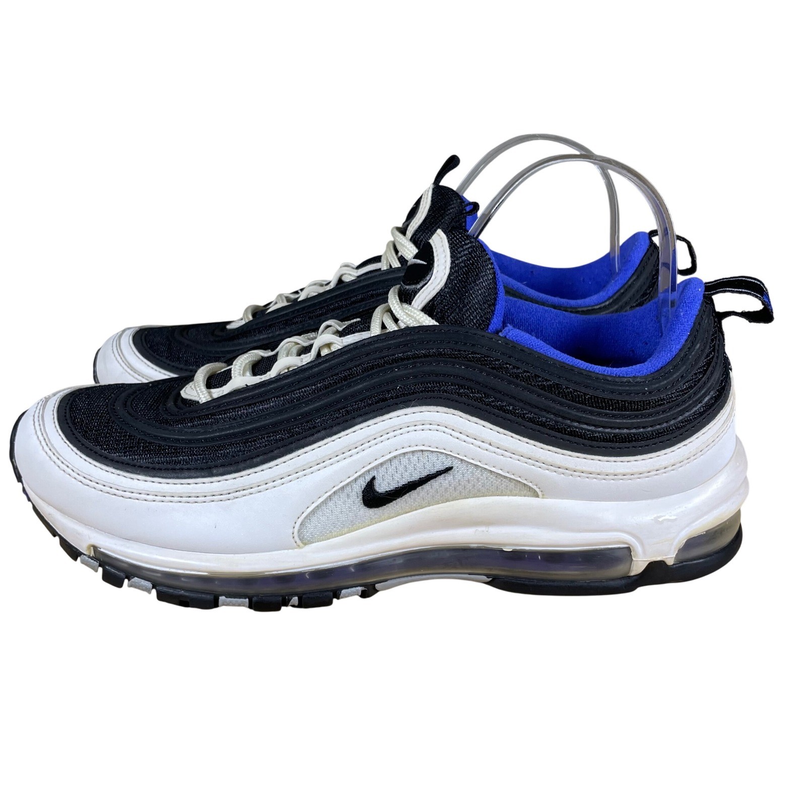 Nike Air Max 97 Black White Royal Blue Men's Running Shoes Size 10.5 Cushioning