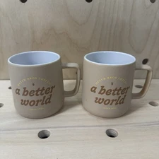 Set Of 2 Dutch Bros Coffee Mug Ceramic Cup Beige